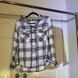 Sanctuary Black & White Plaid Shirt